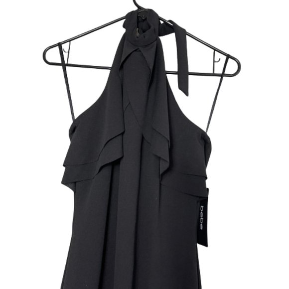 Bebe BLACK HALTER NECK DRAPED - Picture 2 of 10
